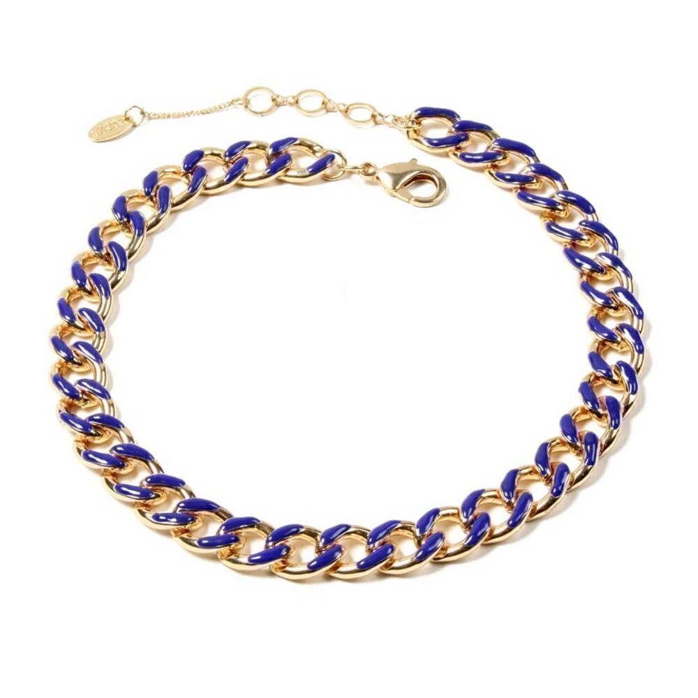 Blue
Enamel Gold Link Chain